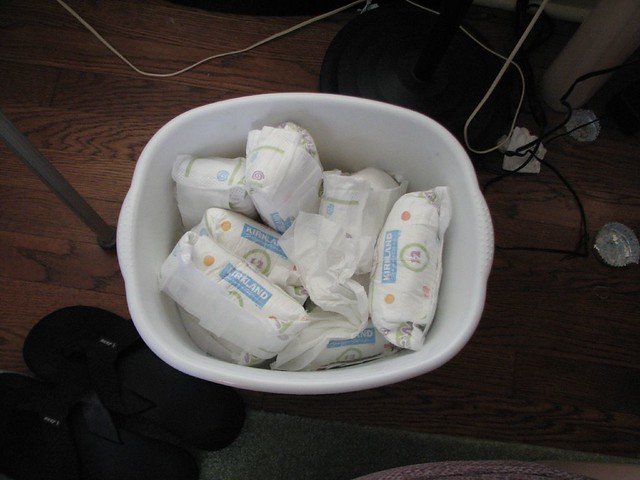 diapers in the trash