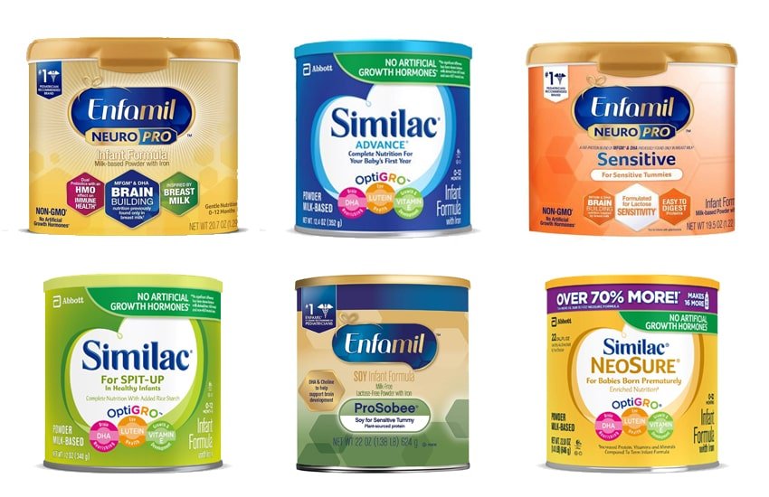 Different Types of Formula Enfamil and Similac