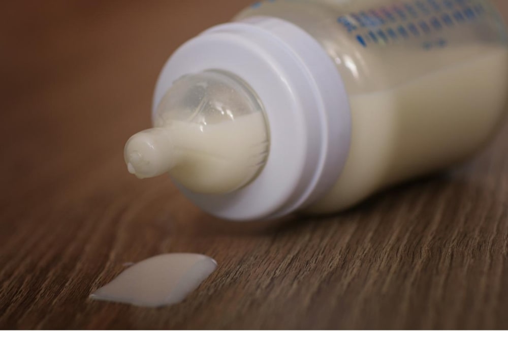 closeup baby milk bottle