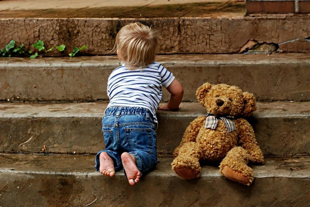 child on stairs