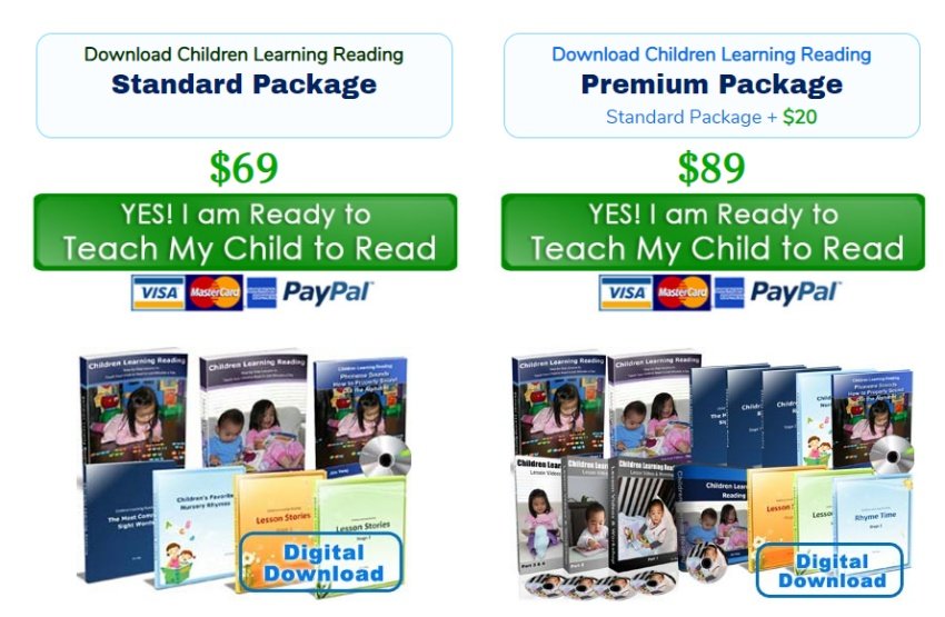 children learning reading packages