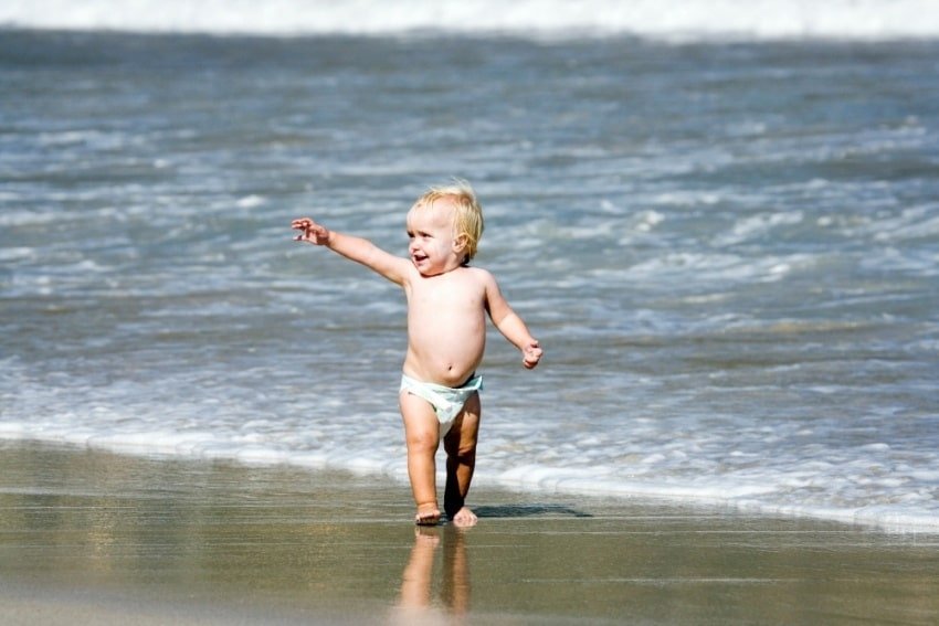 baby in a beach