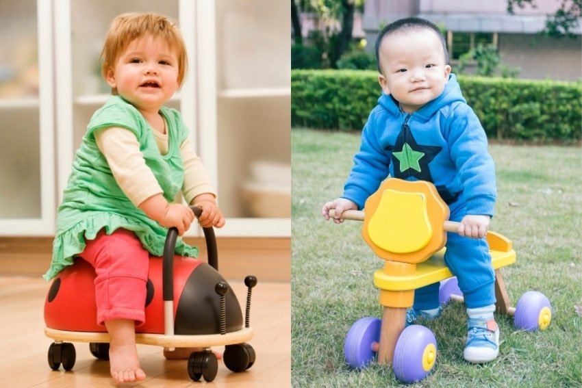 babies riding a ride on toy