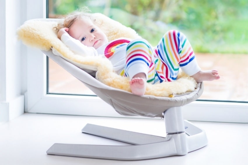 baby on a baby bouncer