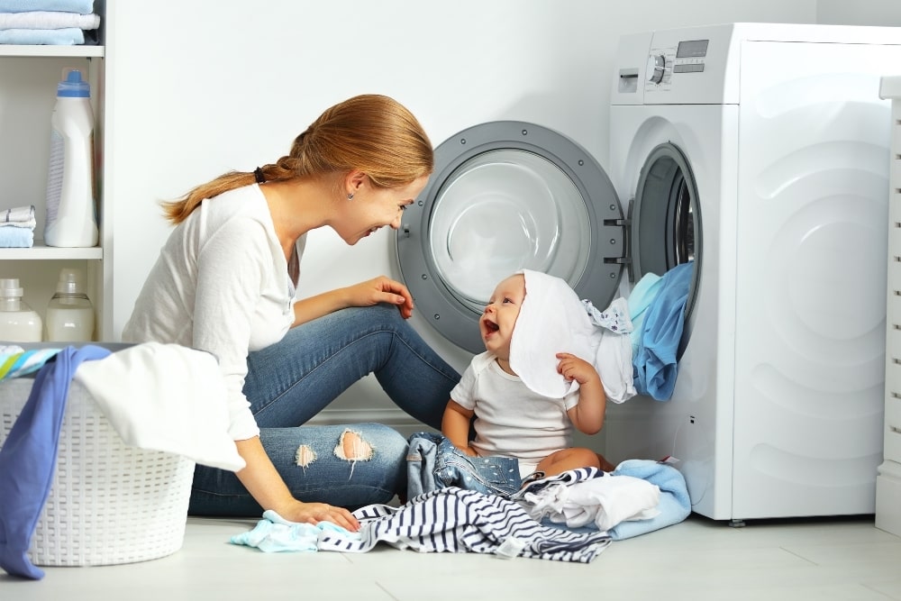 mother and baby laundry