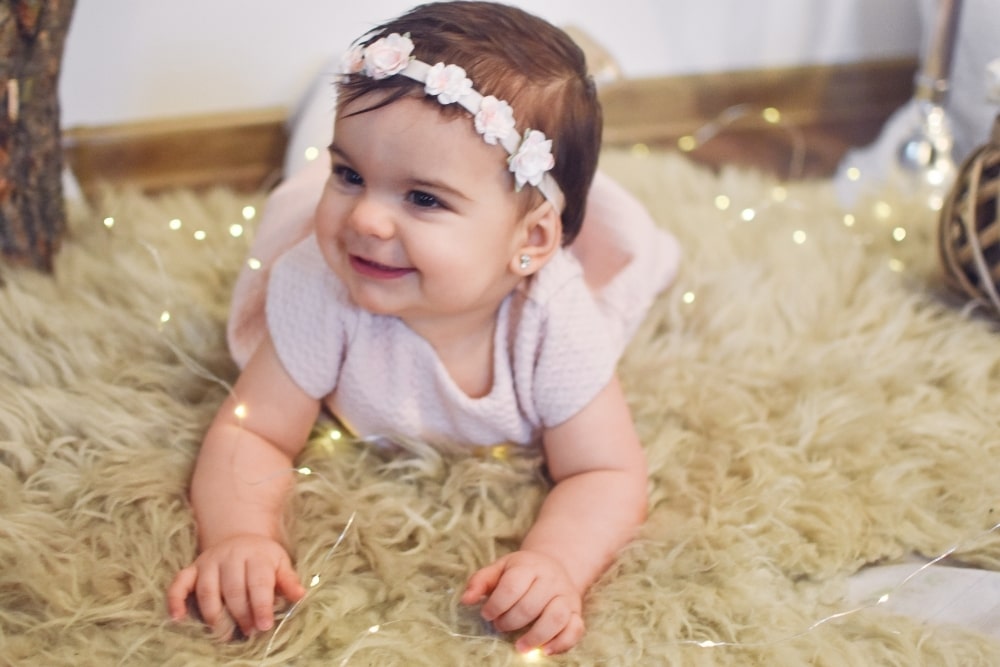 cute baby girl wearing a headband