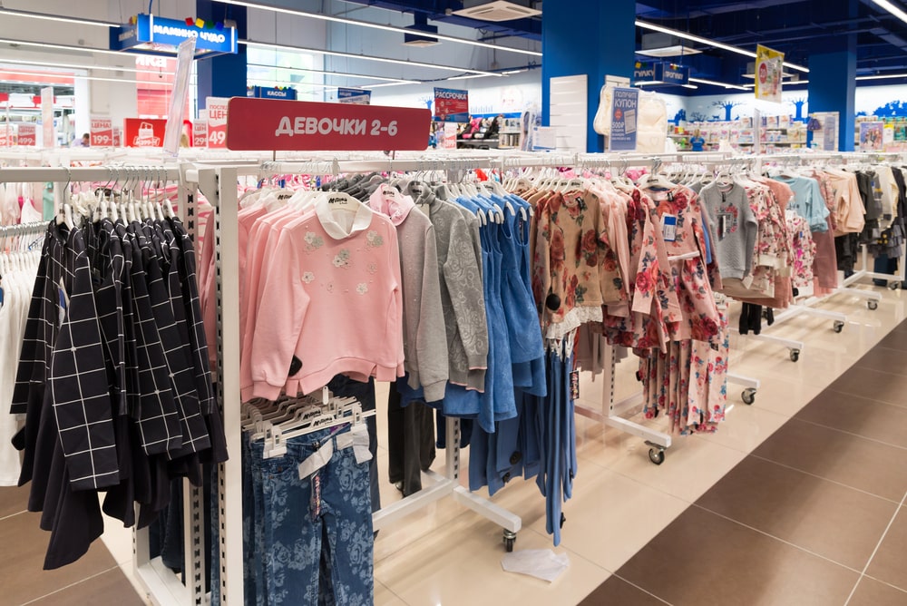 children's clothes in a department store