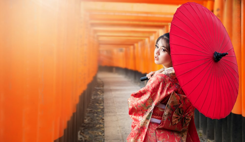 Japanese girl wearing a kimono