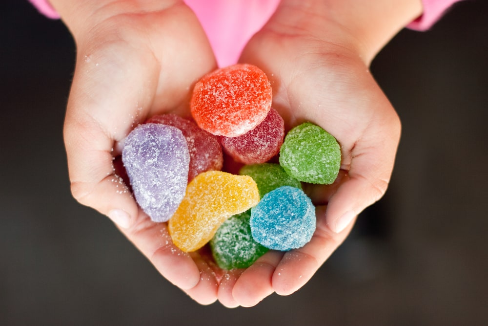 Jelly candy in child hands