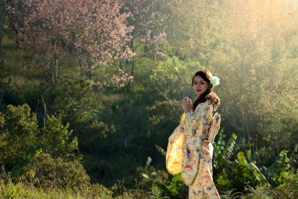 Woman in kimono traditional japanese dress