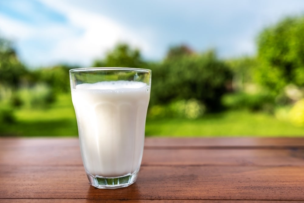 glass milk outside