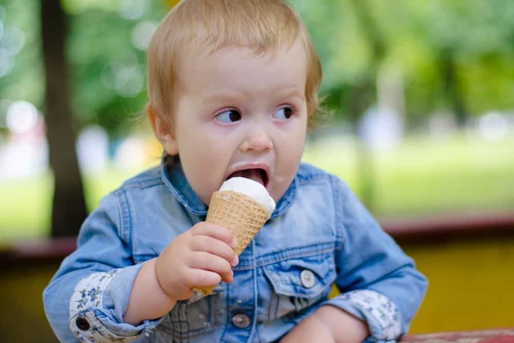 little boy eating ice cream