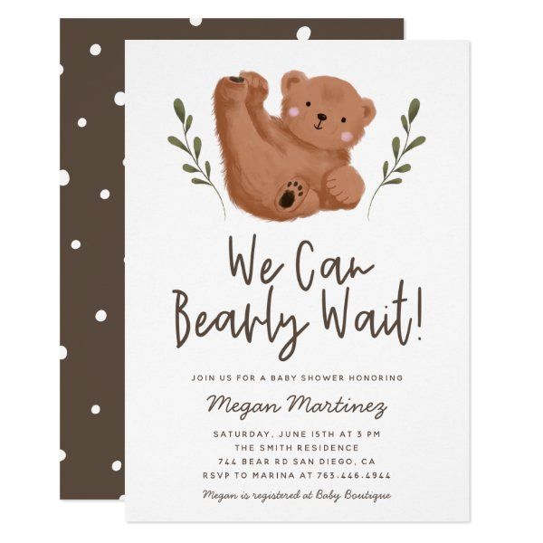 Cute Bear Theme Gender Neutral Baby Shower Invitation