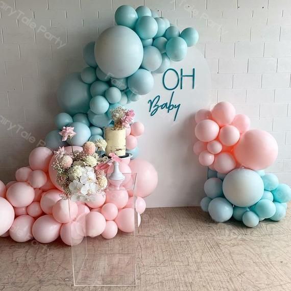 Pastel Macaroon Baby Pink Balloons Garland 126pcs Maca Blue Balloon Arch Kit Baby Shower Birthday We