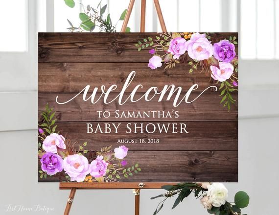 Rustic Baby Shower Welcome Sign, Welcome to Baby Shower Sign, Large Welcome Sign, Horizontal, Landsc