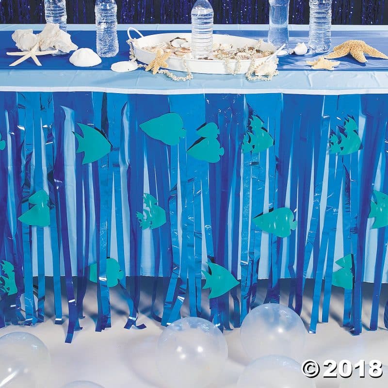 Under the Sea Metallic Fringe Plastic Table Skirt with Cutouts