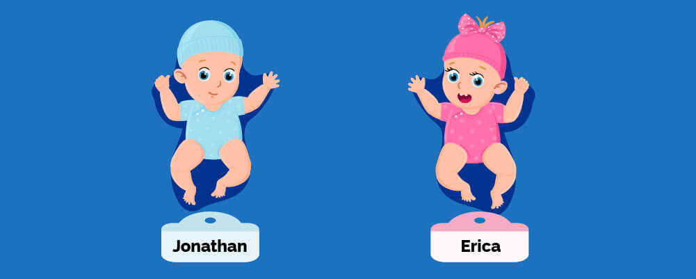 A baby boy named Jonathan and a baby girl named Erica