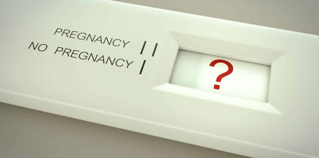 Pregnancy test. Question mark