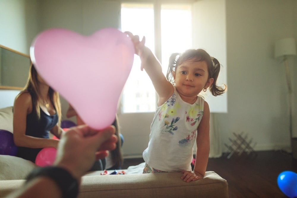 little girl heart balloon