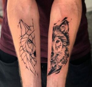 matching wolf tattoos