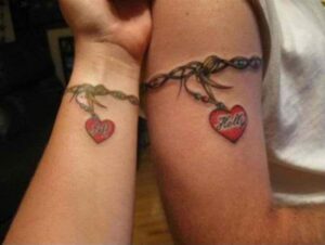 matching heart tattoos